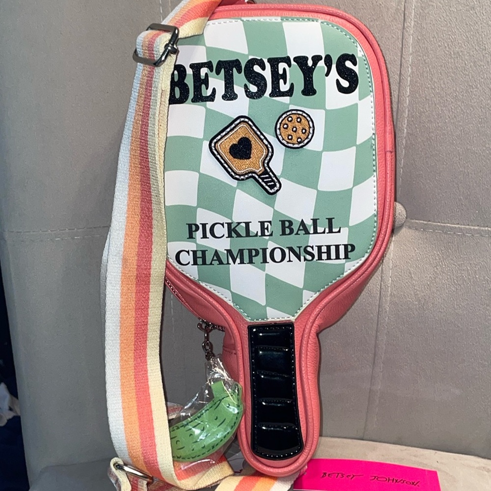 Betsey Johnson Pickle Ball Racket Crossbody